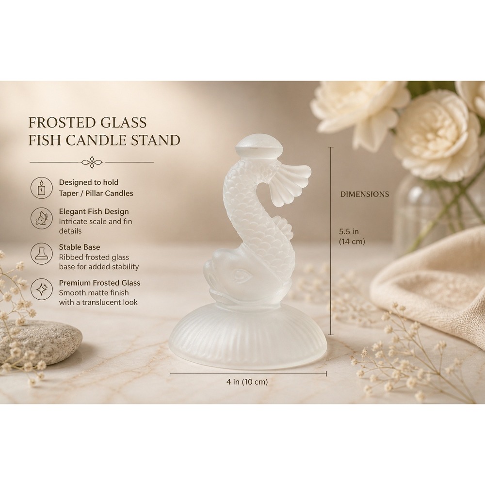 Vintage Frosted Glass Koi Fish Figurine Ribbed Base Dolphin Sculpture Art Glass